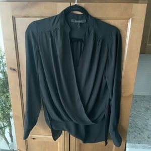 BCBG Maxazria black surplice top sz XS